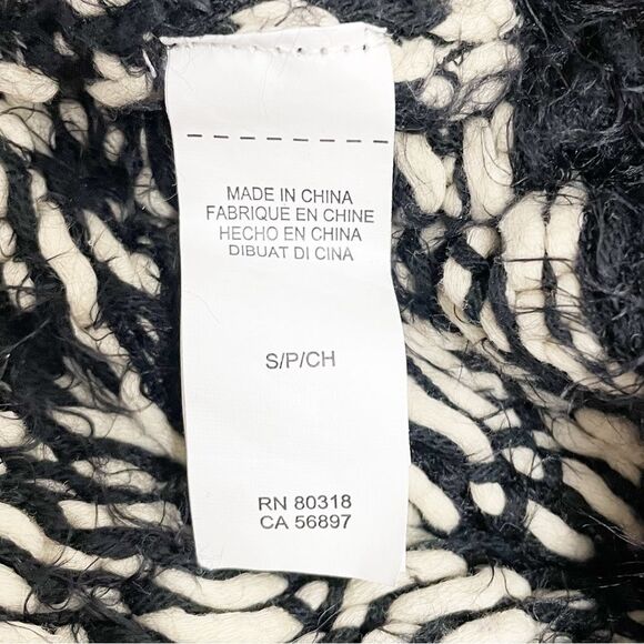 Lucky Brand Diamond Fair Isle Long Boho Cardigan Black & Cream Womens Size Small - Picture 12 of 14